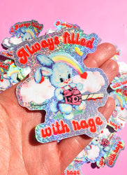 Always Filled with Rage Waterproof Vinyl Sticker – Holographic Funny Bunny Chainsaw Decal (Online Order Only)