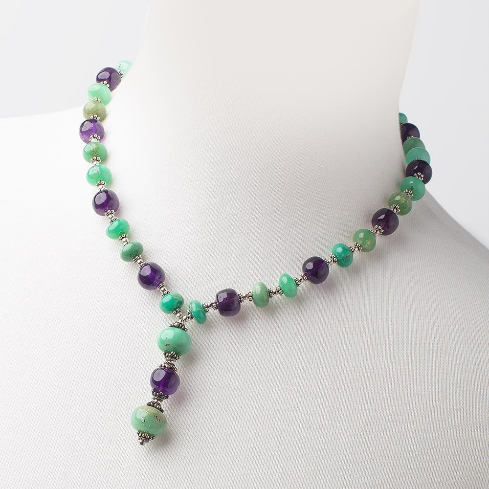 Amethyst and Chrysoprase Antiqued Silver Necklace (ONLINE ORDER ONLY)