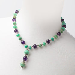 Amethyst and Chrysoprase Antiqued Silver Necklace (ONLINE ORDER ONLY)