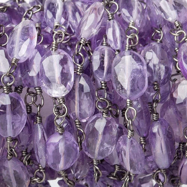 Amethyst faceted oval Black Gold plated Chain by the foot (ONLINE ORDER ONLY)