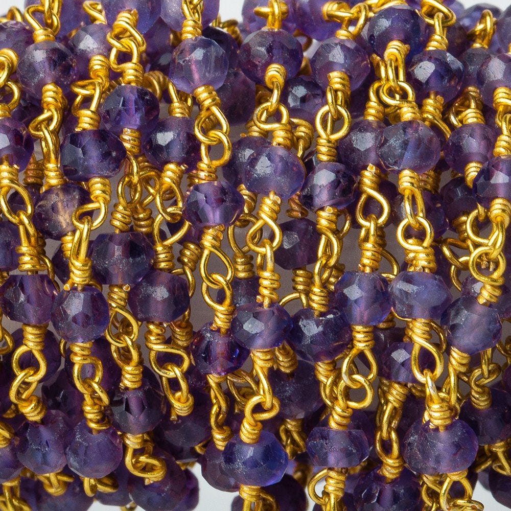 3mm Amethyst Faceted Rondelle Gold Plated Rosary Chain (ONLINE ORDER ONLY)