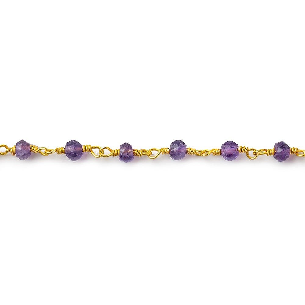 3mm Amethyst Faceted Rondelle Gold Plated Rosary Chain (ONLINE ORDER ONLY)