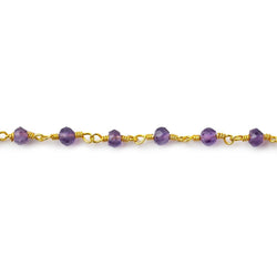 3mm Amethyst Faceted Rondelle Gold Plated Rosary Chain (ONLINE ORDER ONLY)