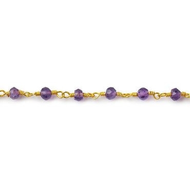 3mm Amethyst Faceted Rondelle Gold Plated Rosary Chain (ONLINE ORDER ONLY)
