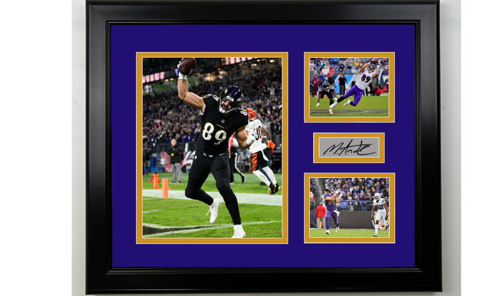 Framed Mark Andrews Baltimore Ravens Facsimile Laser Engraved Signature Football 14x11 3 Photo Collage (ONLINE ORDER ONLY)