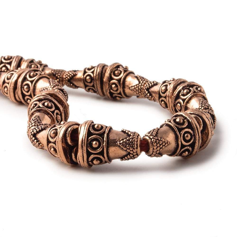 Antiqued Copper Cone Granulated Design With Geometric Pattern, 2-1 Connector 8 inch 14 pcs (ONLINE ORDER ONLY)