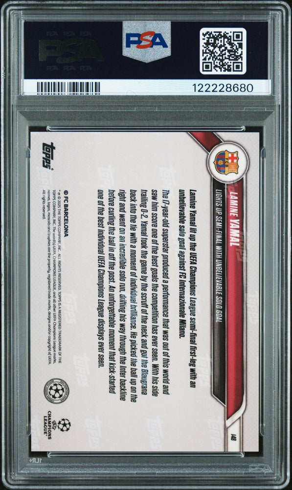 Graded 2024 Topps Now UCL Lamine Yamal #148 Gold Foil /50 Rookie RC Soccer Card PSA 10 Gem Mint (ONLINE ORDER ONLY)