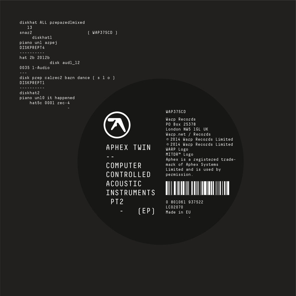Aphex Twin - Computer Controlled Acoustic Instruments pt 2 EP [CD] (ONLINE ORDER ONLY)