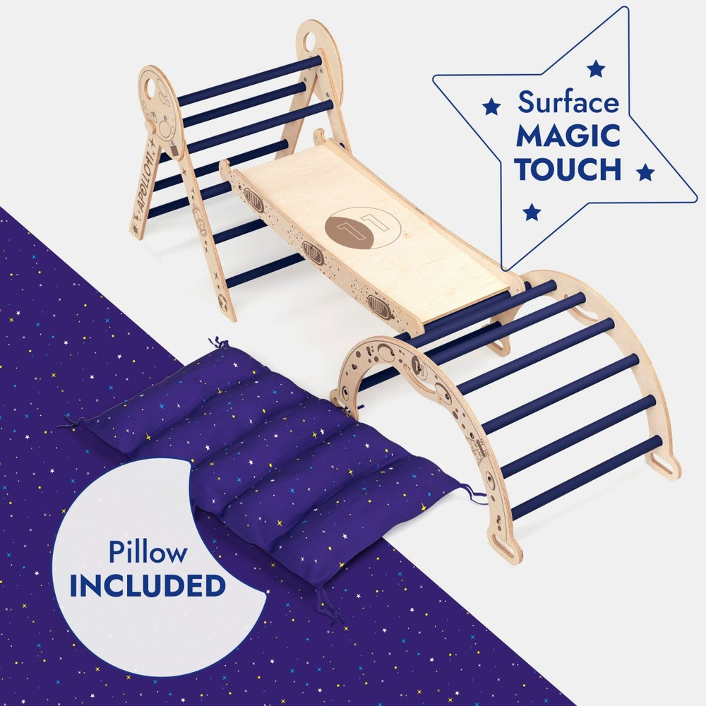 Apollo 4in1 Climbing Set:  Pikler Triangle, Arch, Slide Board, and Cushion for Little Toddlers Astronauts (1–3 Years) (ONLINE ORDER ONLY)