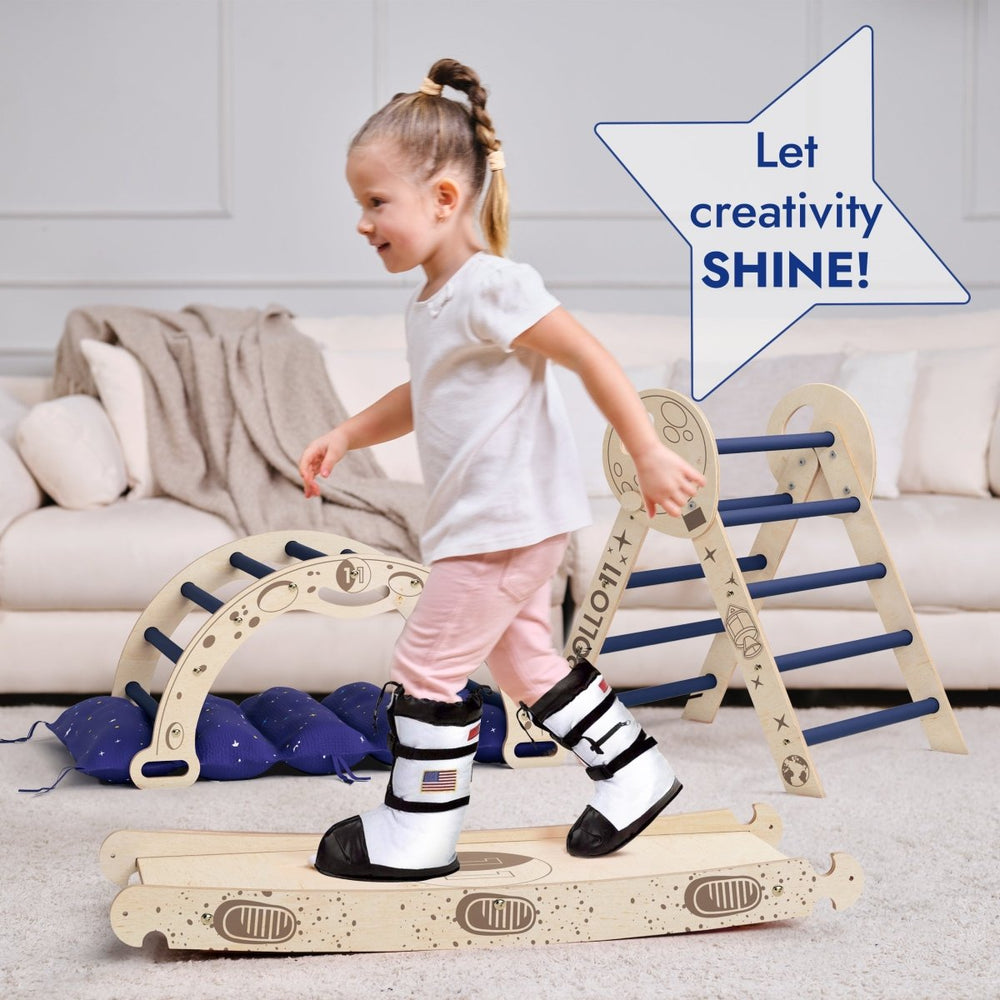 Apollo 4in1 Climbing Set:  Pikler Triangle, Arch, Slide Board, and Cushion for Little Toddlers Astronauts (1–3 Years) (ONLINE ORDER ONLY)
