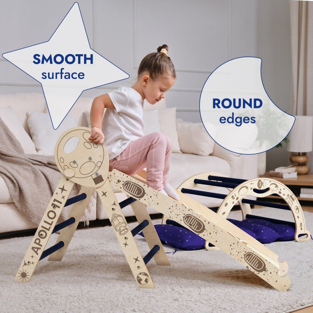 Apollo 4in1 Climbing Set:  Pikler Triangle, Arch, Slide Board, and Cushion for Little Toddlers Astronauts (1–3 Years) (ONLINE ORDER ONLY)