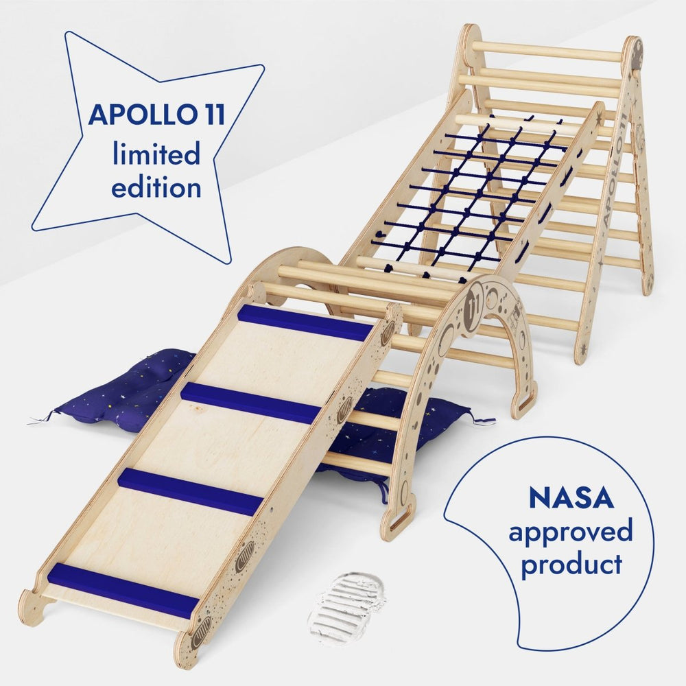 Apollo 5in1 Climbing Set:  Pikler Triangle, Net, Arch, Slide Board, and Cushion for Little Astronauts (ONLINE ORDER ONLY)
