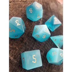 Aqua Blue Cat's Eye Stone Dice Set (ONLINE ORDER ONLY)