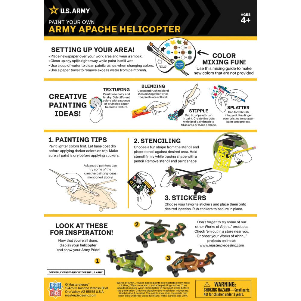 U.S. Army - Apache Helicopter Wood Craft & Paint Kit