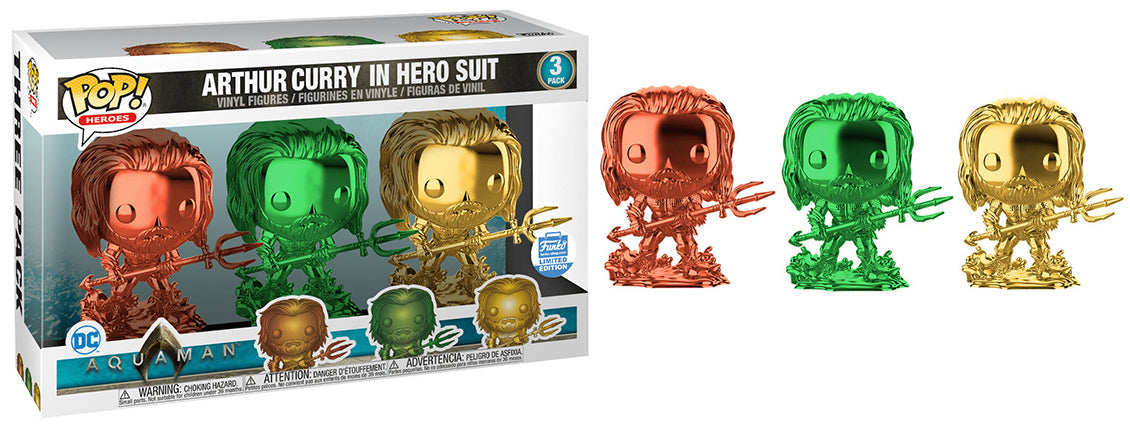 Arthur Curry in Hero Suit (Aquaman, Chrome) 3-pk - Funko Shop Exclusive (Online Order Only)