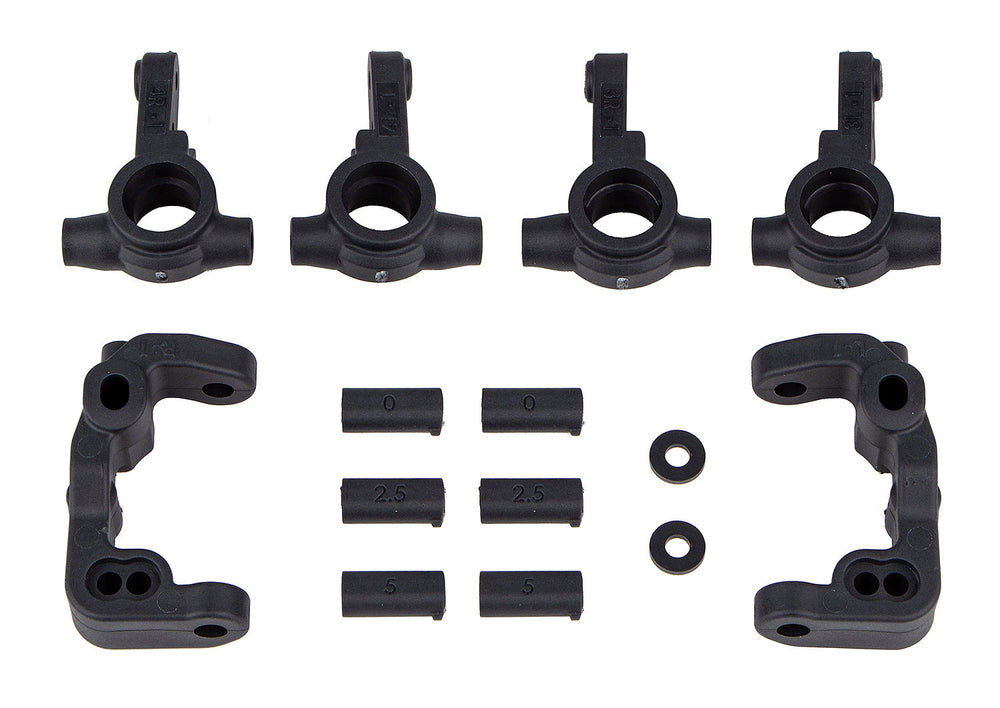 Team Associated RC10B6.4 -1mm Scrub Caster and Steering Blocks Carbon (ONLINE ORDER ONLY)