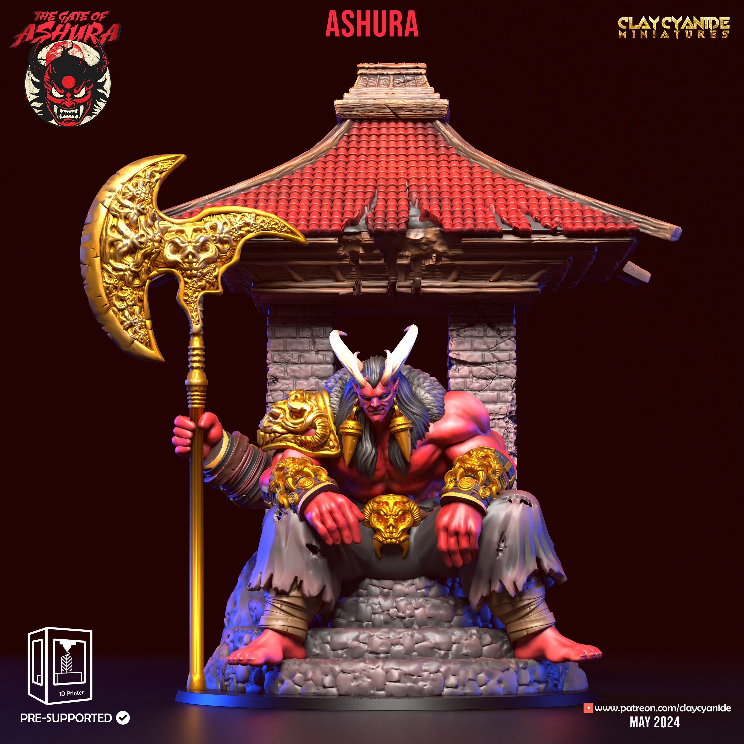 3D Printed Clay Cyanide Ashura The Gate of Ashura 28 32 mm D&D (Online Only)