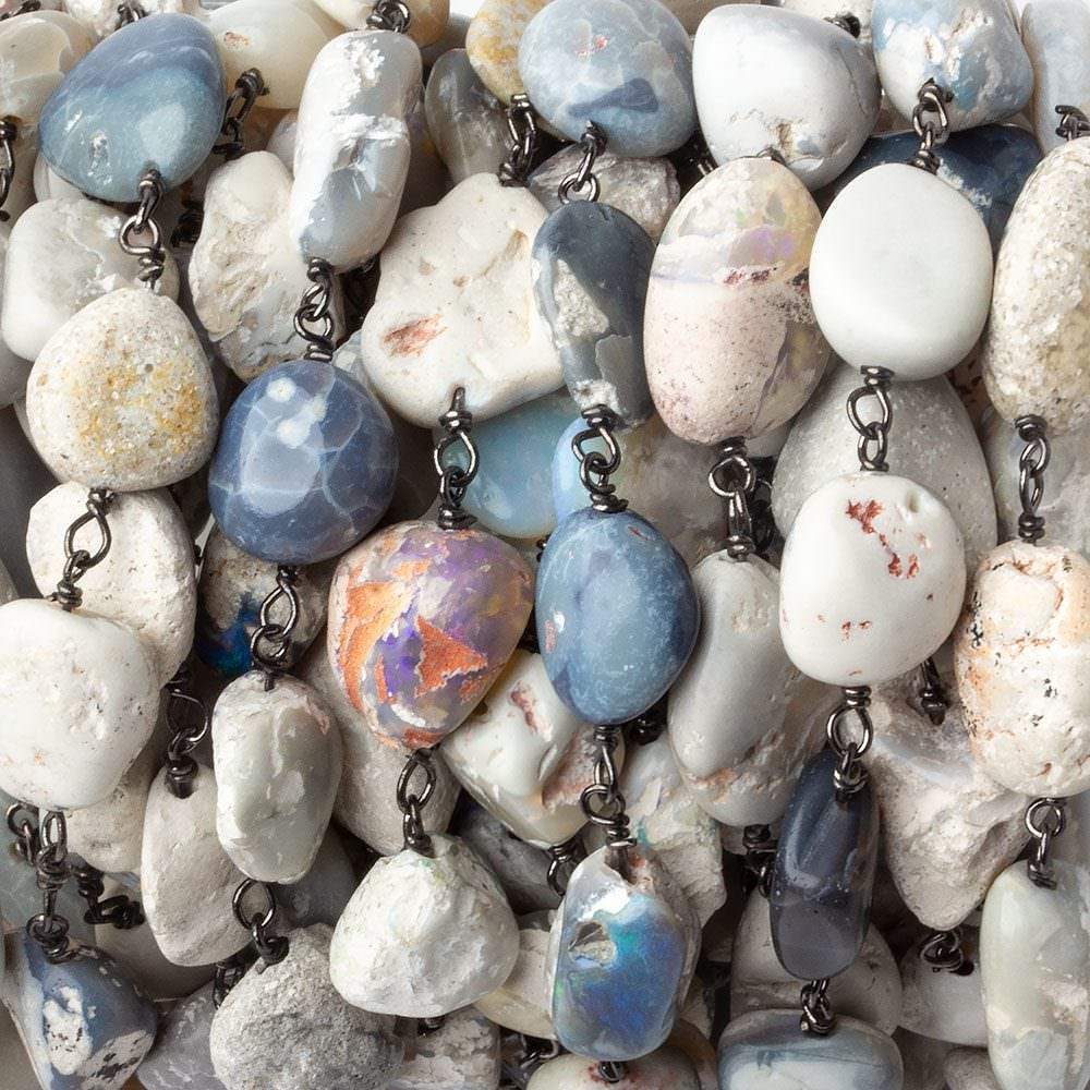 Australian Boulder Opal plain nugget Black Gold .925 Silver Chain by the foot (ONLINE ORDER ONLY)