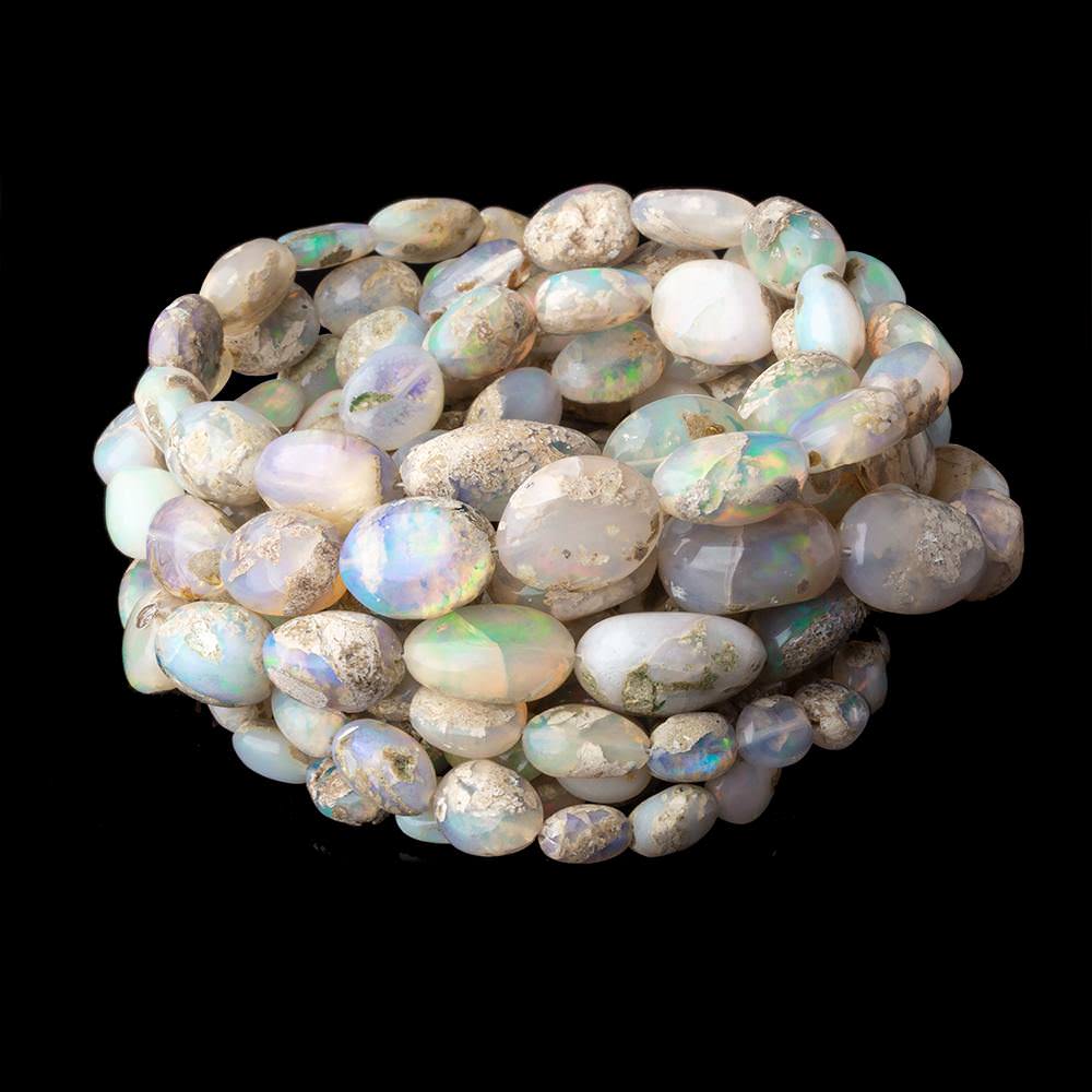 Australian Boulder Opal plain nuggets 18 inch 48 beads 6x5x3-13x10x7mm (ONLINE ORDER ONLY)