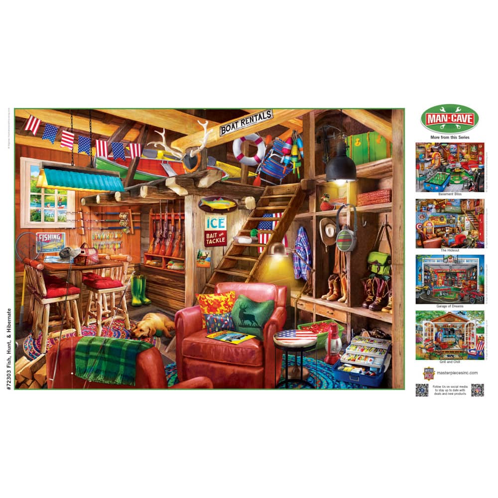 Man Cave - Fish, Hunt, & Hibernate 1000 Piece Jigsaw Puzzle