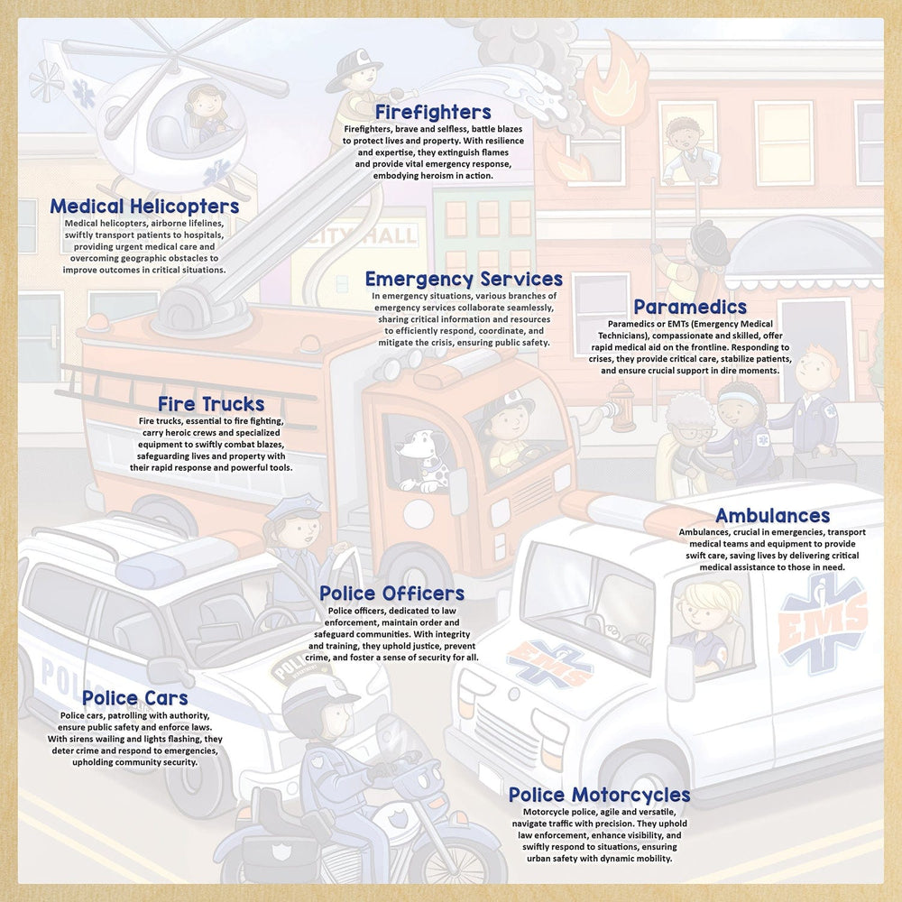 Wood Fun Facts - Emergency Vehicles 48 Piece Wood Jigsaw Puzzle (ONLINE ORDER ONLY)