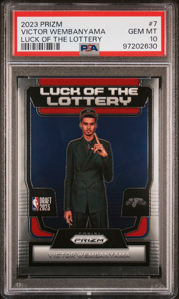 Graded 2023 Panini Prizm Victor Wembanyama #7 Luck of the Lottery Rookie RC Basketball Card PSA 10 Gem Mint (ONLINE ORDER ONLY)