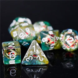 Reptile Green Demon Eye Dragon Eye Dice 7-Dice Set Resin Dungeons and Dragons Dice (Online Only)
