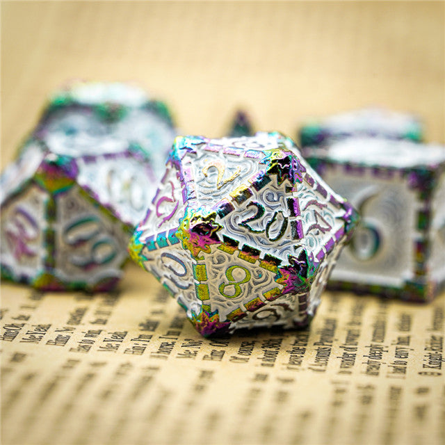 White Rainbow Metal Dice（Dagger of Venom）7-Dice Udixi RPG (Online Only)