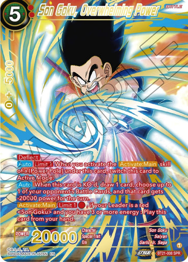 Son Goku, Overwhelming Power (SPR) (BT21-008) [Wild Resurgence] (ONLINE ORDER ONLY)