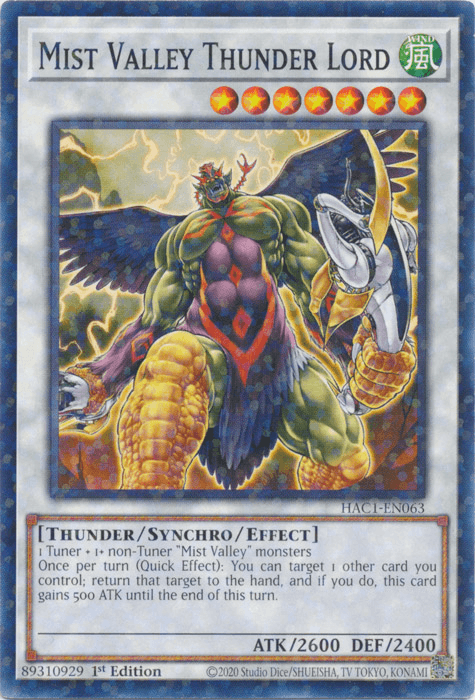 Mist Valley Thunder Lord (Duel Terminal) [HAC1-EN063] Common (ONLINE ORDER ONLY)