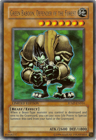 Green Baboon, Defender of the Forest [JUMP-EN014] Ultra Rare (ONLINE ORDER ONLY)