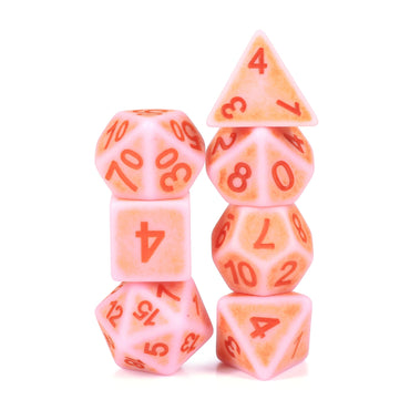 Rosy Cheeks Ancient 7-Dice Set Role Playing Dungeons and Dragons Dice (Light Salmon Pink) (Online Only)