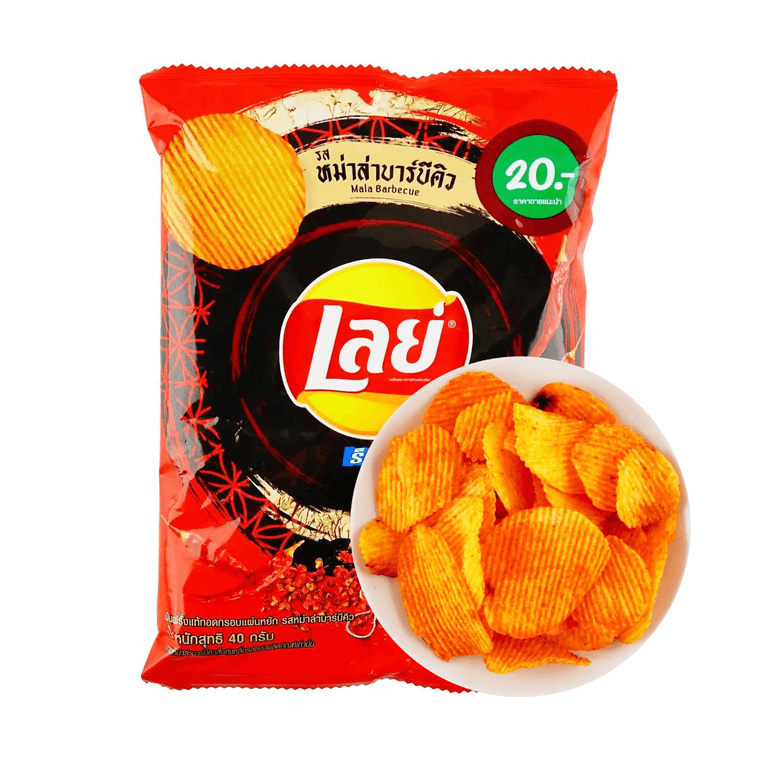 Lays Thailand 【Exclusive Thai Flavor】 Potato Chips, Spicy Mala Barbecue Flavor, 1.41 oz (ONLINE ORDER ONLY)