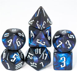 Glitter Party Black Glitter Dice (White font) 7-Dice Set (Online Only)