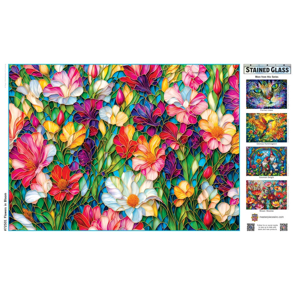 Stained Glass - Flowers in Bloom 1000 Piece Jigsaw Puzzle