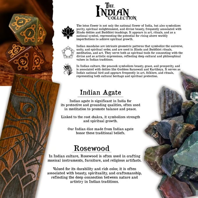 Indian, Indian Agate Stone Dice Set - Dice Around the World Collection (ONLINE ORDER ONLY)