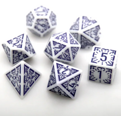 Arcane Amethyst Polyhedral Dice Set | 7-Dice White & Purple (Online Only)