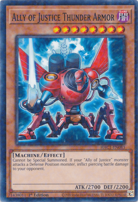 Ally of Justice Thunder Armor (Duel Terminal) [HAC1-EN083] Common (ONLINE ORDER ONLY)