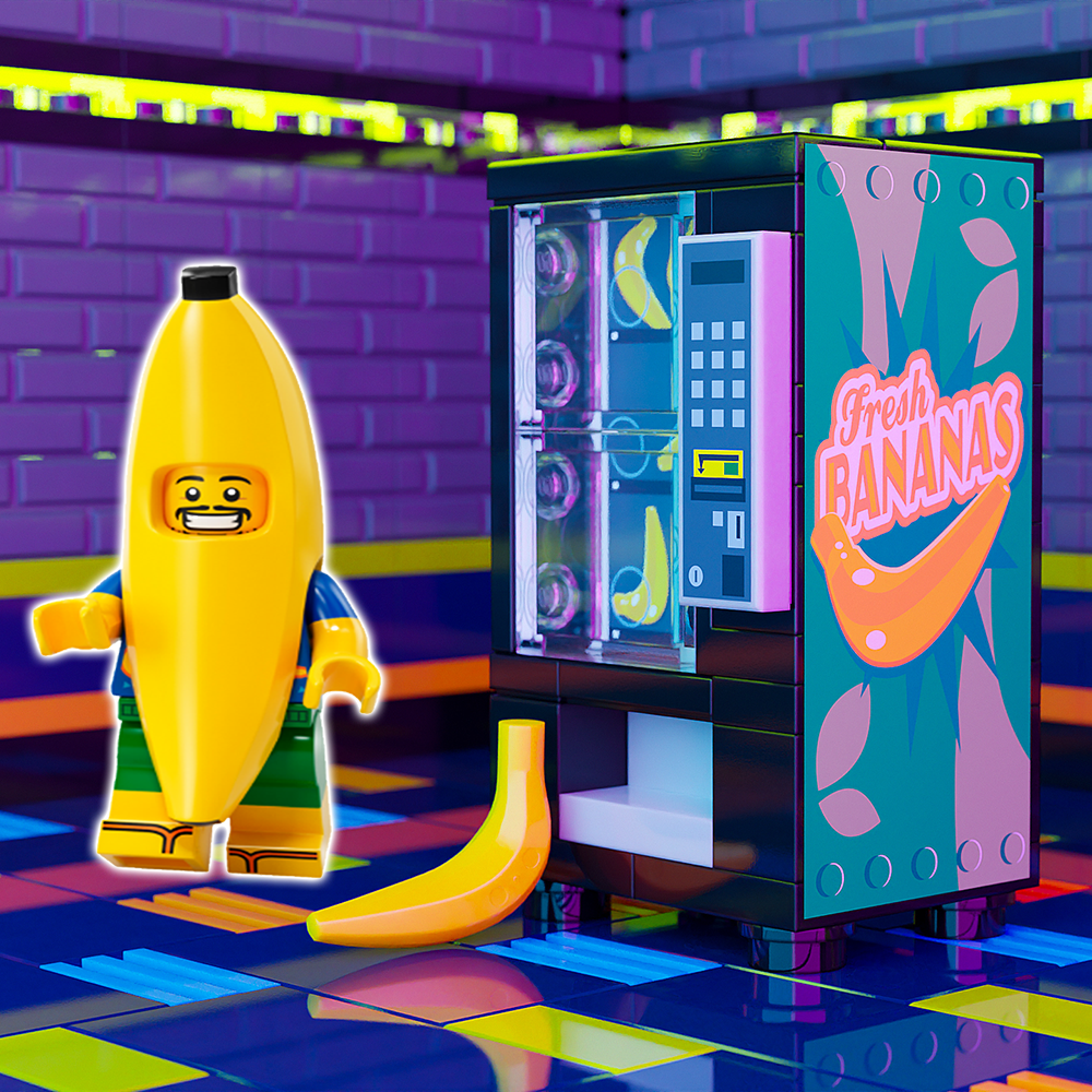 Fresh Bananas w/ Banana Guy Minifigure - B3 Customs Fruit Vending Machine made using LEGO parts (Online Order Only)