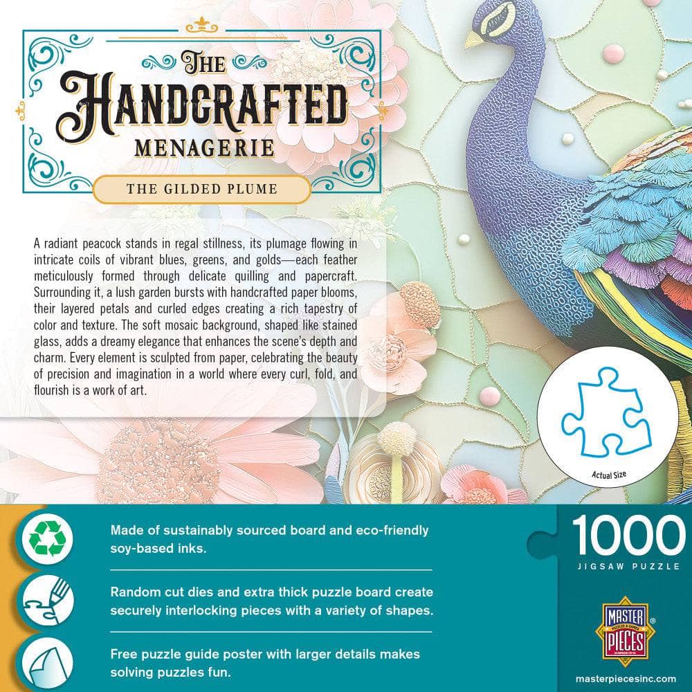 Handcrafted Menagerie - The Gilded Plume 1000 Piece Jigsaw Puzzle (ONLINE ORDER ONLY)
