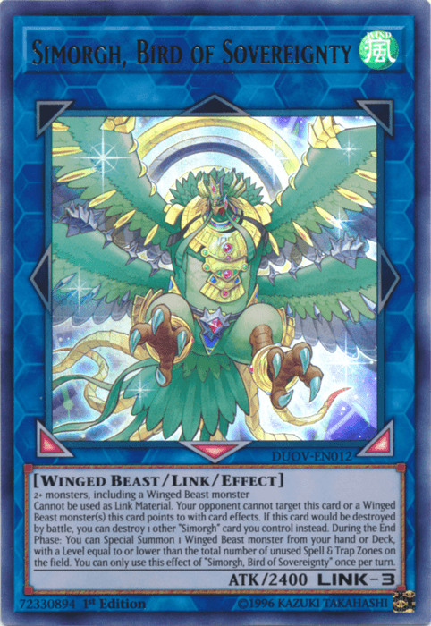 Simorgh, Bird of Sovereignty [DUOV-EN012] Ultra Rare (ONLINE ORDER ONLY)
