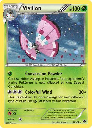 Vivillon (17/146) (Meadow Form/Pink Wings) (Cosmos Holo) [XY: Base Set] (Online Only)
