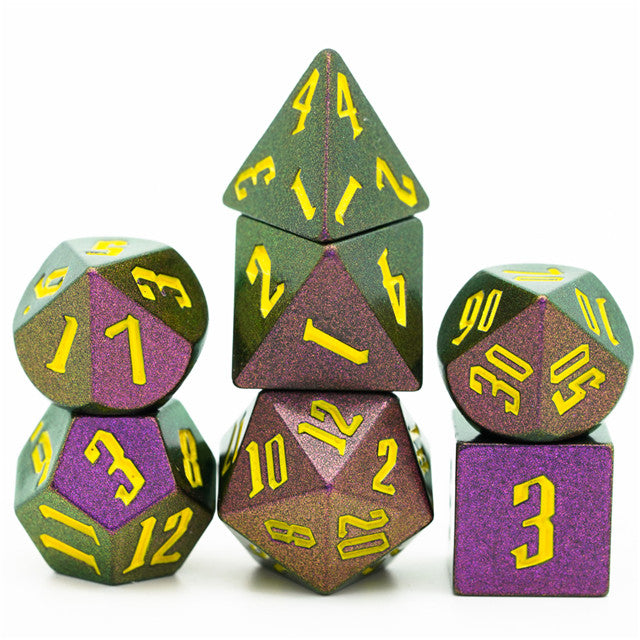 Rose Red Monster Glitter DND Dice (Rose Red&Green&Golden) 7-Dice Dungeons and Dragons Dice (Online Only)