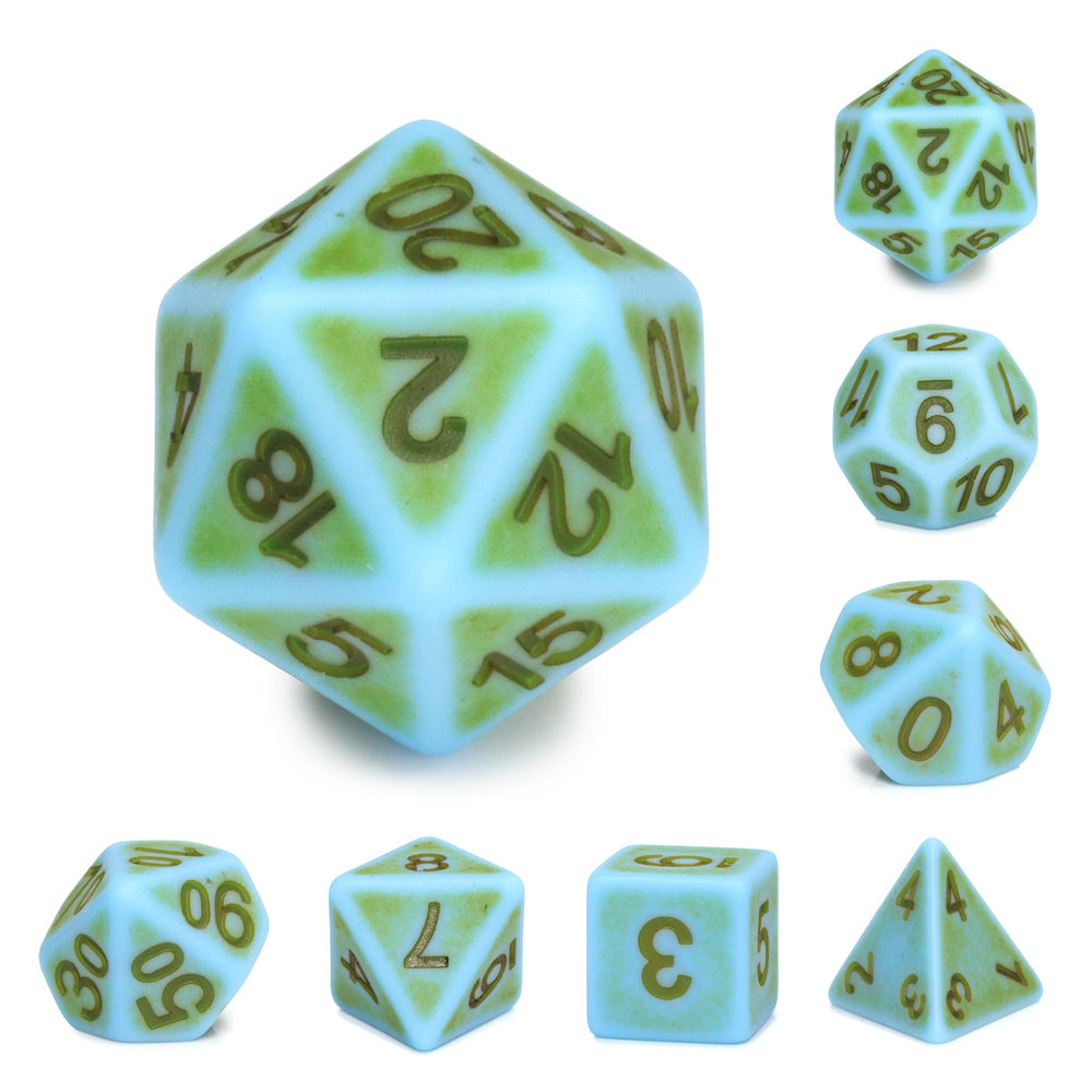 Mini-Moss Ancient 7-Dice Set Role Playing Dungeons and Dragons Dice (Green / Seafoam) (Online Only)
