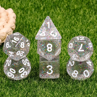 Kindergarten Garland Glitter 7-Dice Set w/White Numbers Dnd Dice Set (Online Only)