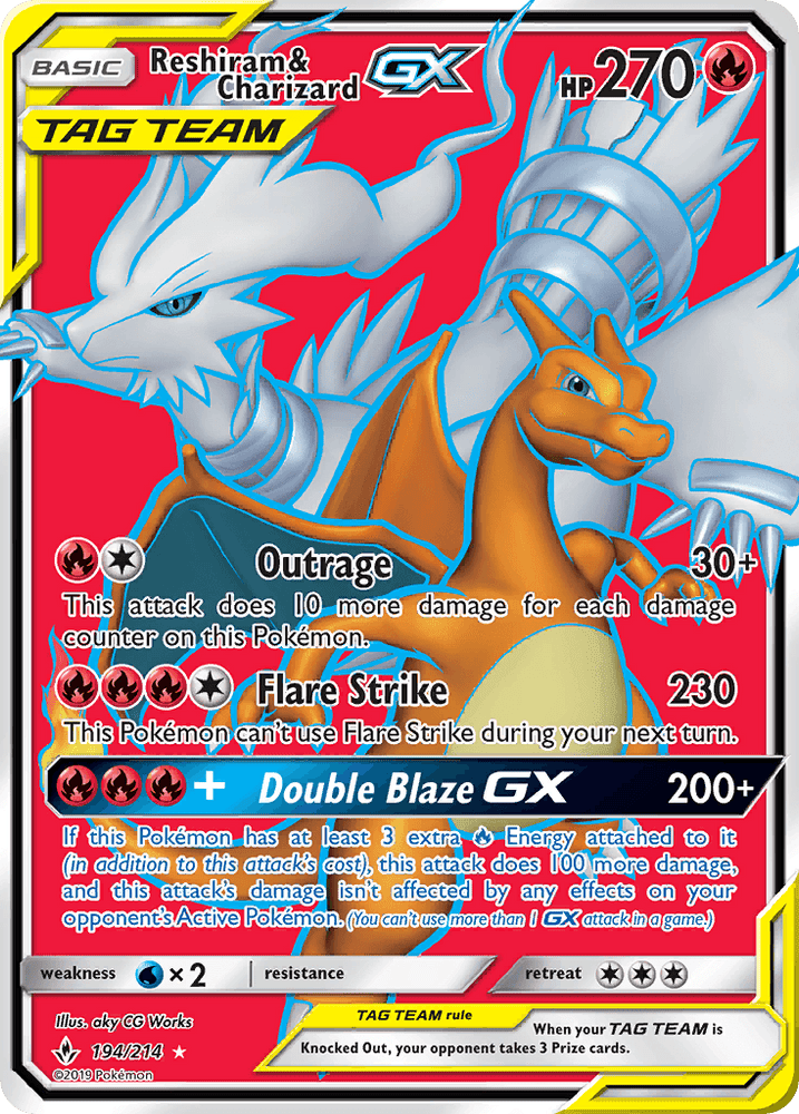 Reshiram & Charizard GX (194/214) [Sun & Moon: Unbroken Bonds] (Online Only)