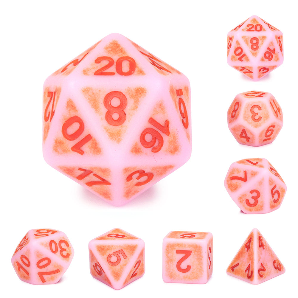 Rosy Cheeks Ancient 7-Dice Set Role Playing Dungeons and Dragons Dice (Light Salmon Pink) (Online Only)