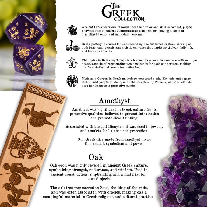 Greek Amethyst Stone Dice Set - Dice Around the World Collection (ONLINE ORDER ONLY)
