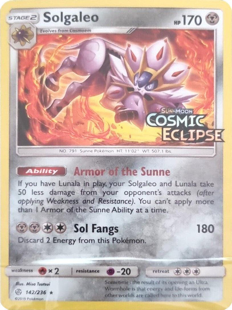 Solgaleo (142/236) (Cosmic Eclipse Stamped) [Sun & Moon: Cosmic Eclipse] (Online Only)