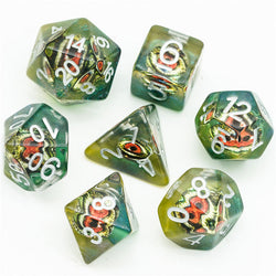 Reptile Green Demon Eye Dragon Eye Dice 7-Dice Set Resin Dungeons and Dragons Dice (Online Only)